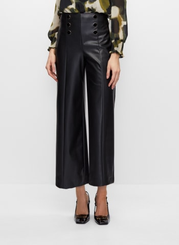 Vegan Leather Culotte Pants, Black