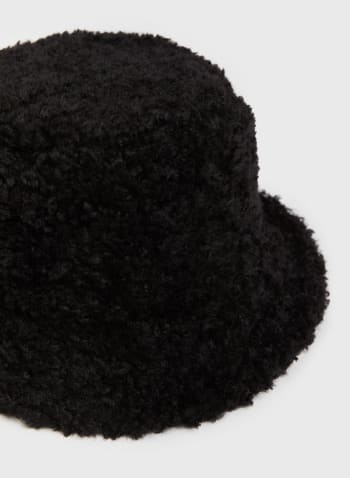 Faux Berber Fleece Bucket Hat, Black