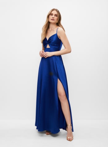 Aidan Mattox - Cutout Front Satin Gown, Royal Blue