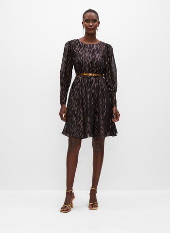 Abstract Print Dress, Black Pattern