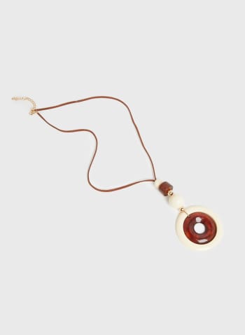Long Two-Tone Pendant Necklace, Coconut 