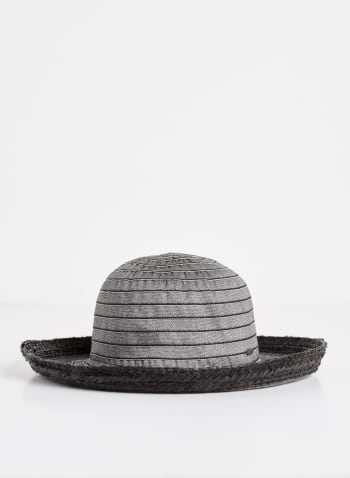 Straw Detail Hat, Black
