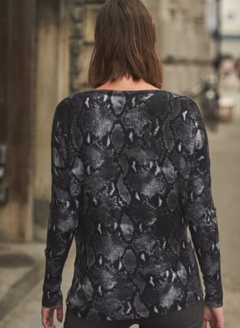 Snakeskin Print Sweater, Black Pattern
