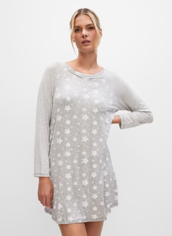 Star & Stripe Print Sleepshirt, Grey