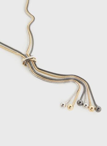 Tri-Tone Snake Chain Y Necklace, Multicolour