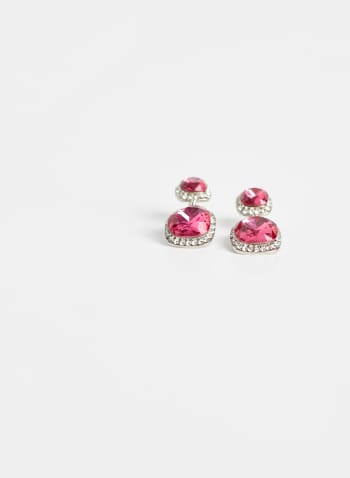 Two Tier Dangle Earrings, Pink