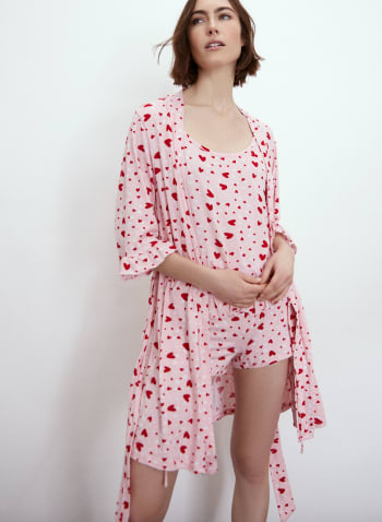 3-Piece Heart Print Pyjama Set, Pink