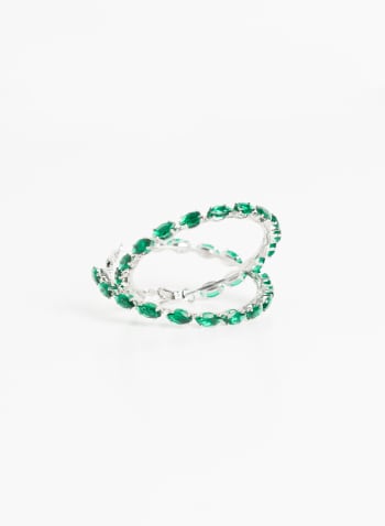 Boucles d'oreilles à anneau avec pierres à facettes, Vert