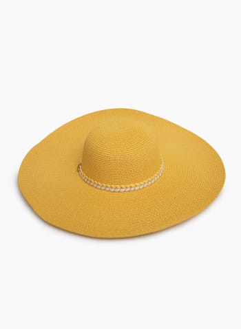 Buckle Detail Straw Hat, Gold