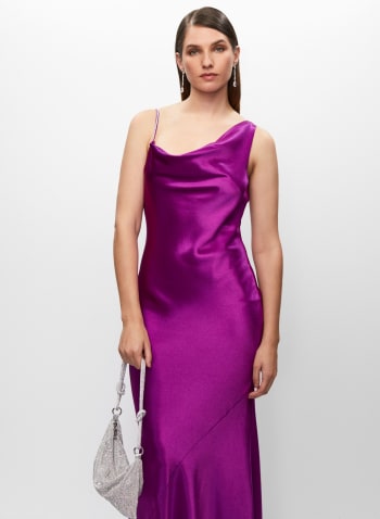 Aidan Mattox - Asymmetrical Strap Satin Gown, Orchid Purple