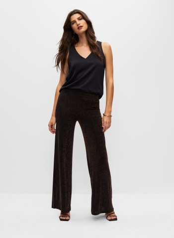 Glitter Knit Pull-On Pants, Brown