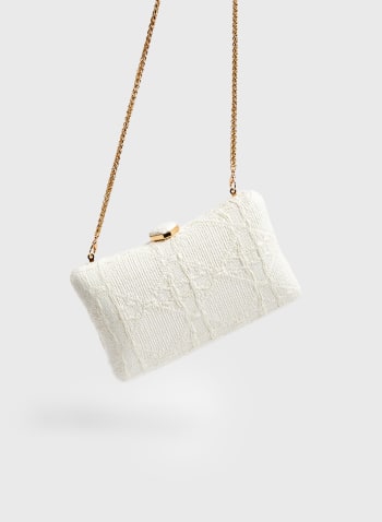Textured Rectangle Clutch, Ivory
