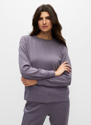 Embellished Crewneck Sweatshirt, Grey