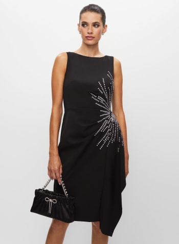 Crystal Embellished Sheath Dress, Black