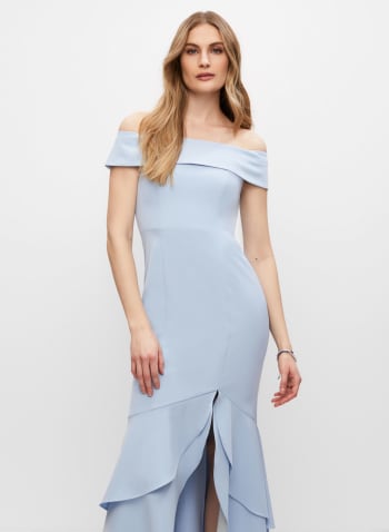 Adrianna Papell - Off-the-Shoulder Slit Dress, Royal Blue