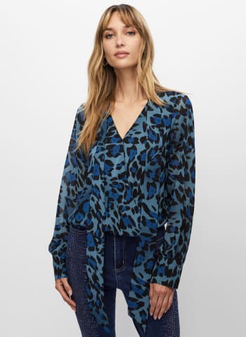 Leopard Print Blouse, Blue Pattern