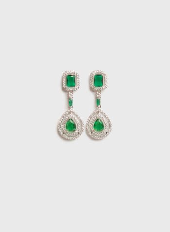 Crystal Teardrop Dangle Earrings, Mint Green