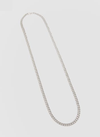 Metallic Chain Link Necklace, Silver