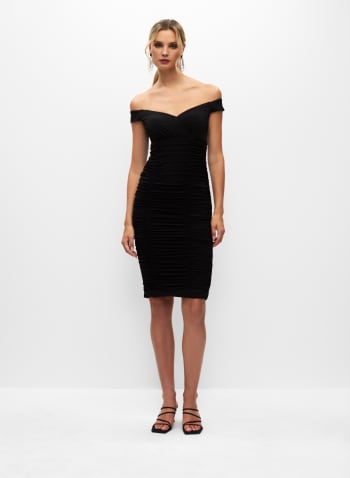 Ruched Sweetheart Neck Dress, Black