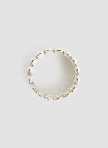 Bracelet élastique à cristaux et perles, Blanc perle