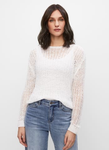 Knitted Crew Neck Sweater, Porcelaine