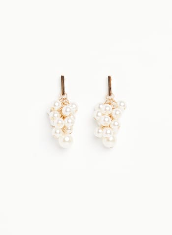 Pearl Cluster Dangle Earrings, Pearl