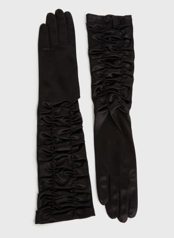 Long Ruched Gloves, Black