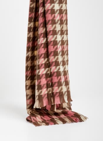 Houndstooth Plaid Scarf, Pink