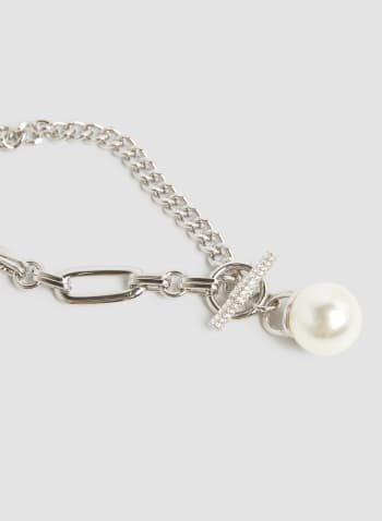 Mixed Chain Pearl Necklace, Silver