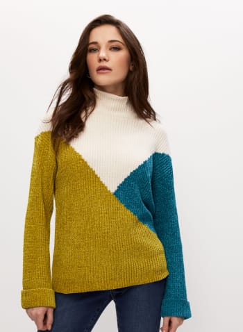 Colour Block Turtleneck Sweater, Multi