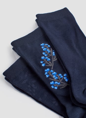 Chaussettes à la cheville en bambou (3 paires), Bleu dauphin