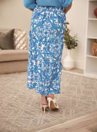 Paisley Print Maxi Skirt, Blue Pattern