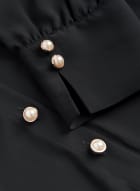 Ruffle Detail Button-Down Blouse, Black