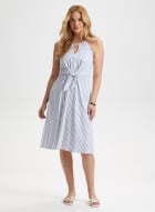 Stripe Print Dress, White Pattern