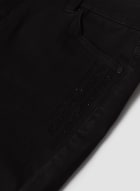 Rhinestone Detail Straight Leg Jeans, Black