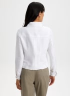 Linen-Blend Short Jacket, White