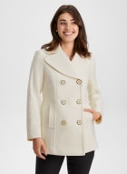 Button Front Wool Blend Coat, White
