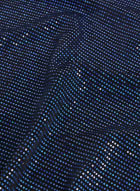 Drop Shoulder Sequin Top, Blue Pattern