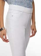 Pull-On Slim Leg Embellished Jeans, White