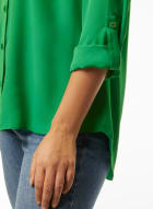 Roll-Up Sleeve Blouse, Palm Green