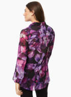 Chemisier longueur tunique à motif floral, Motif violet