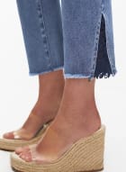 Lace Detail Straight Leg Jeans, Indigo Blue