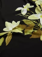 Tropical Floral Print Sleeveless Top, Black Pattern