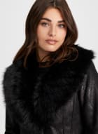 Faux Fur Detail Coat, Black