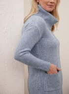 Cowl Neck Knit Sweater, Blue Pattern