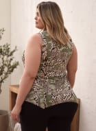 Animal & Abstract Print Top, Green Pattern