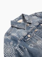 Floral Embroidered Denim Jacket, Pale Blue