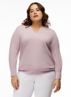 Split Neck Sweatshirt, Dawn Pink 