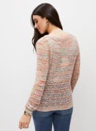 Open Stitch Multicolour Sweater, Orange Pattern