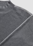 Contrast Stripe Mock Neck Sweater, Medium Grey Mix 